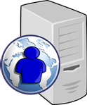 Web Hosting Human w-globe and desktop computer
